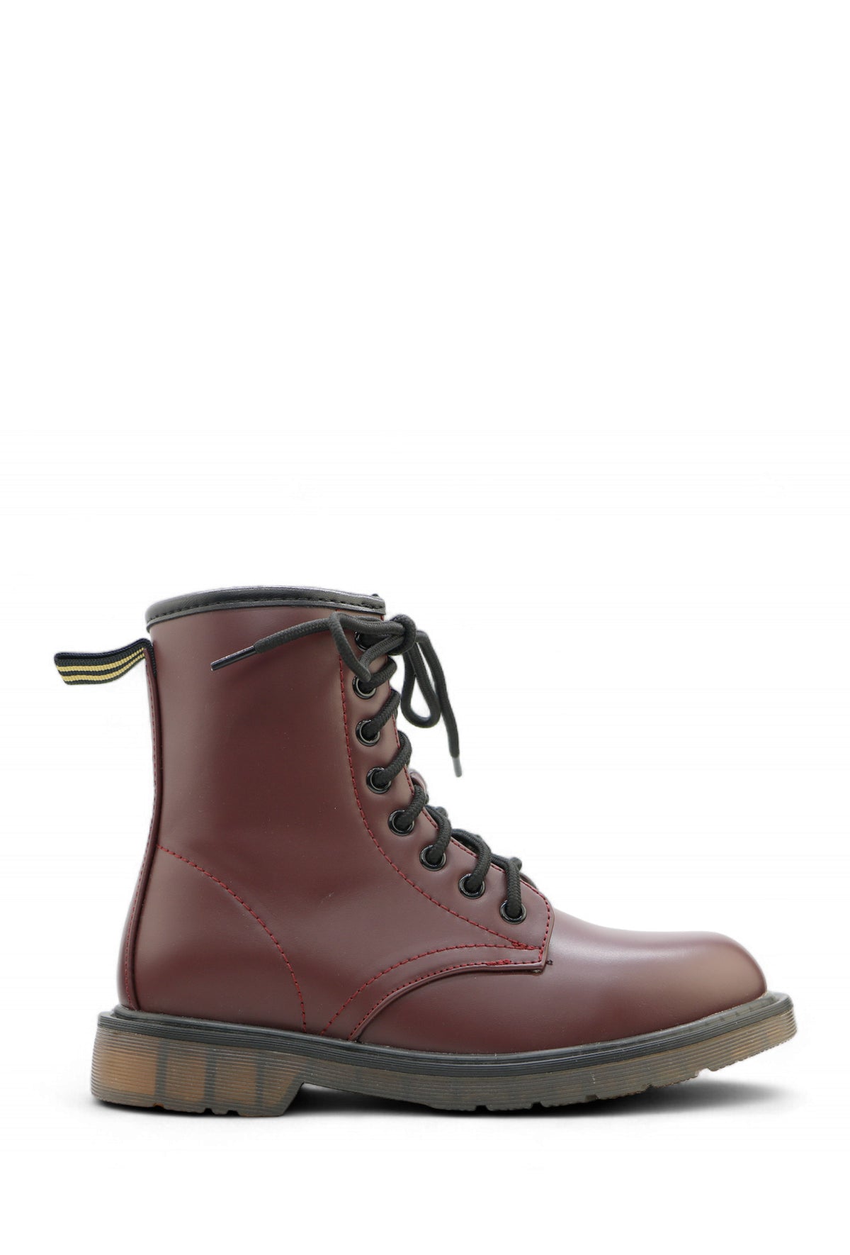 Uma Lace-Up Combat Boots - Wine