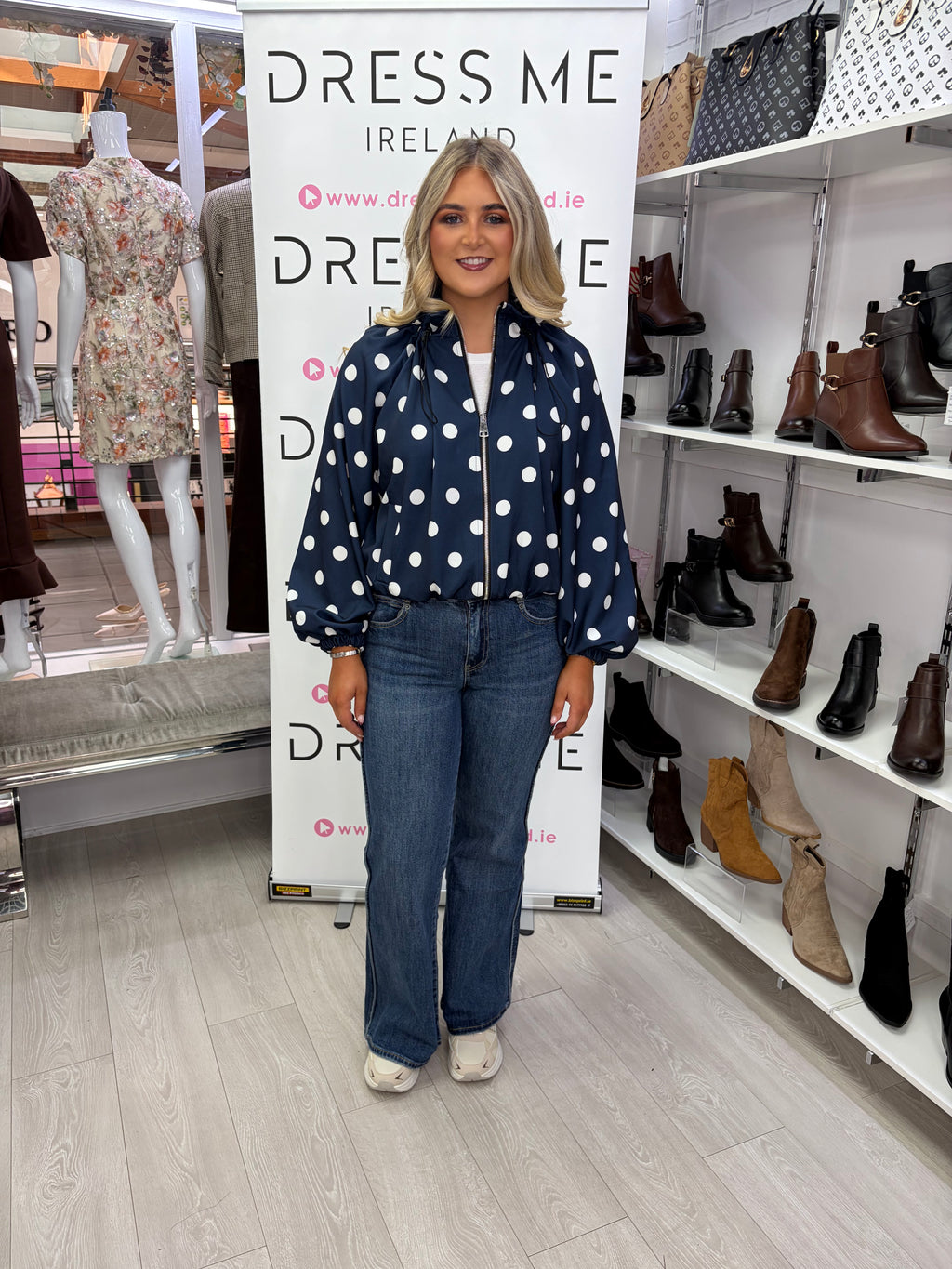 Hayleigh Polka Dot Jacket - Navy