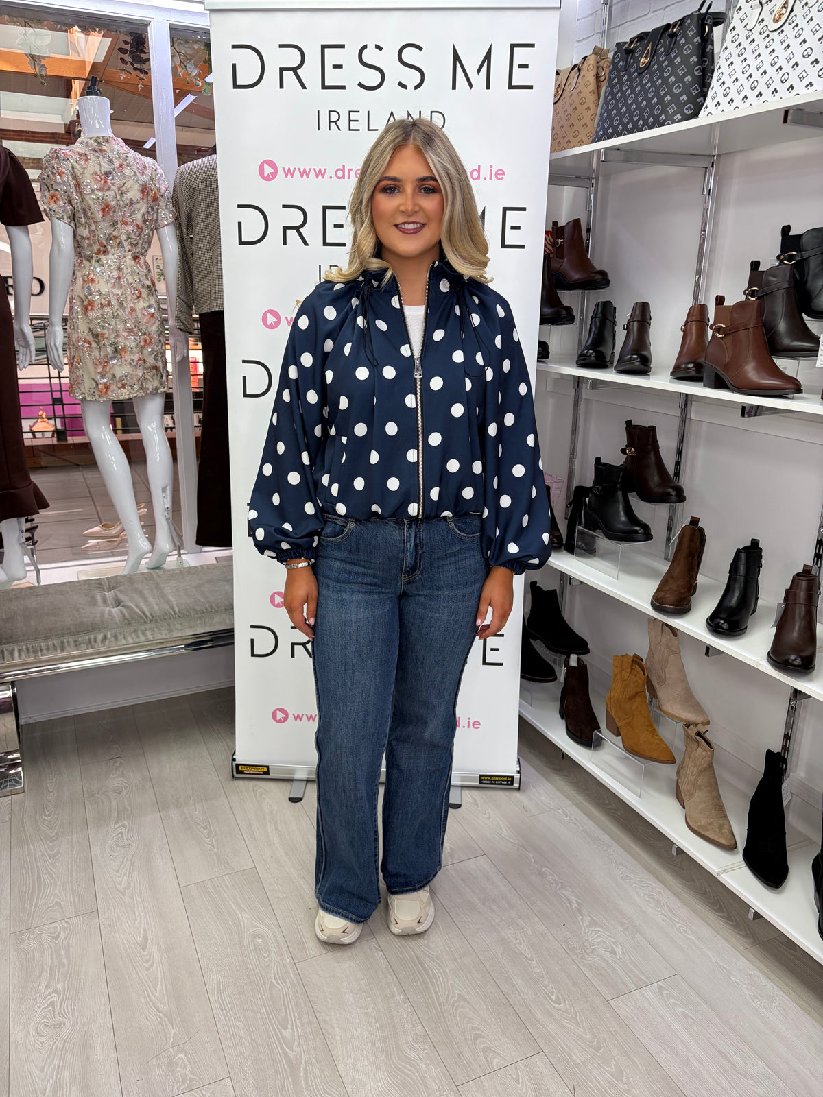 Hayleigh Polka Dot Jacket - Navy