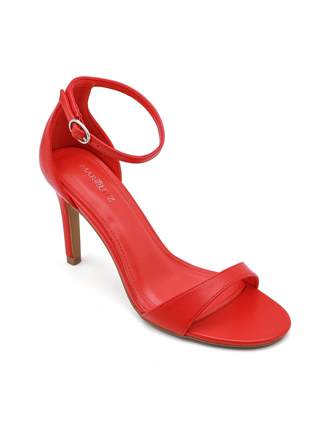 Esme Minimalist Ankle Strap Stiletto Heel Sandal - Red