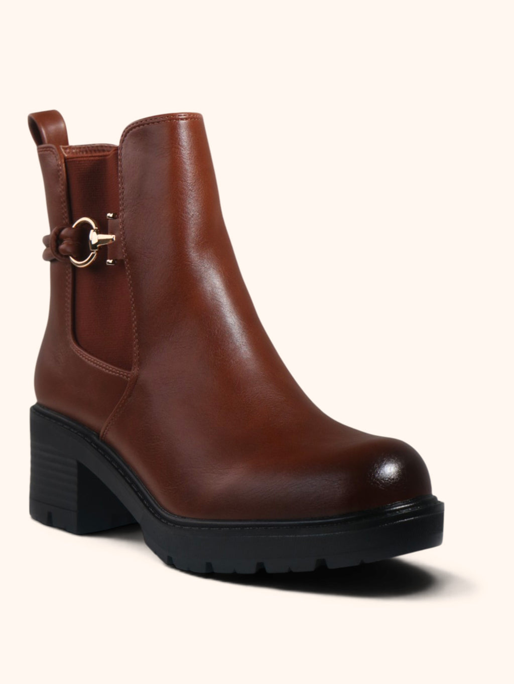 Primrose Buckle Detail Chelsea Ankle Boots - Camel