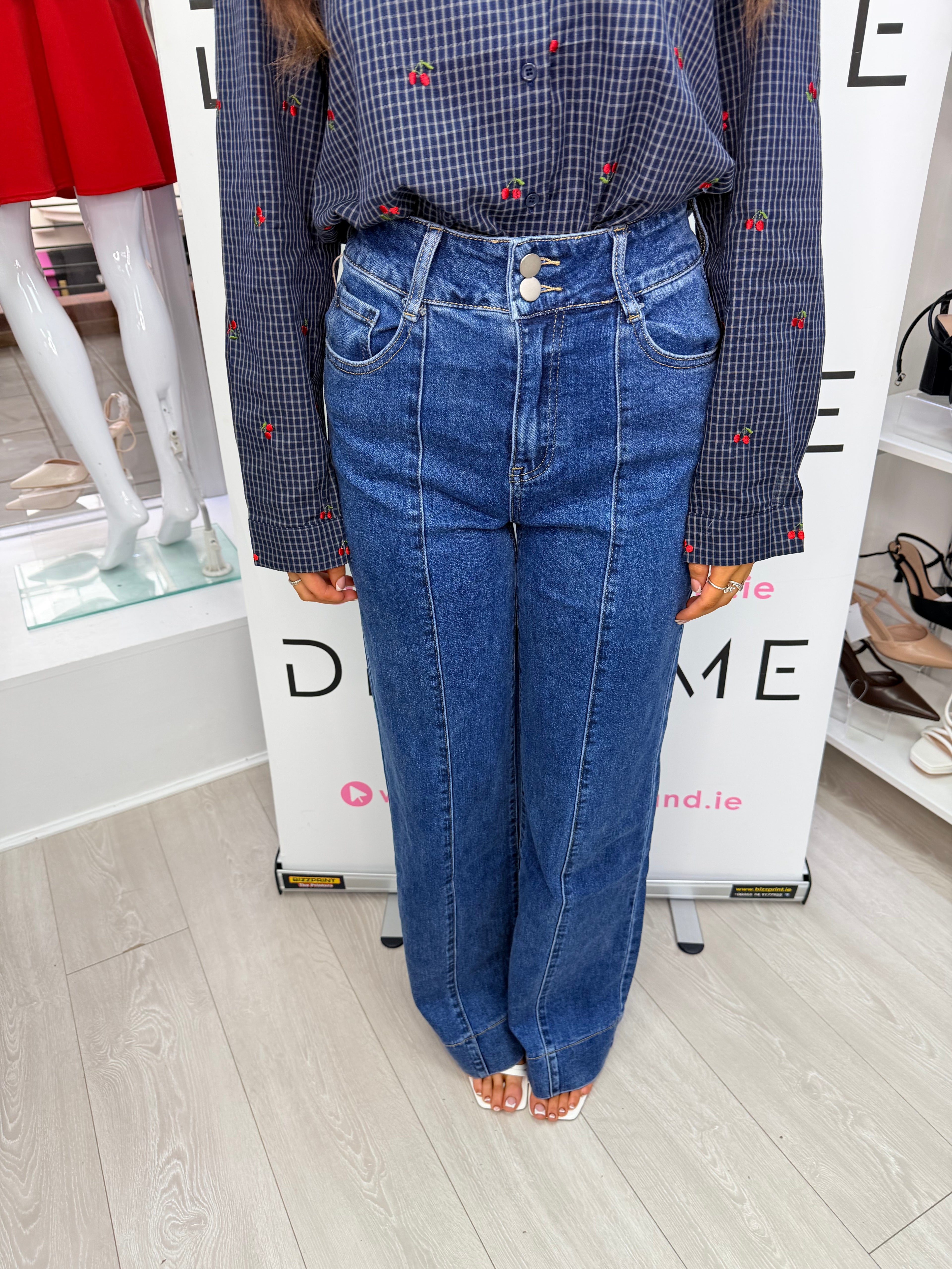 NIAMH Blue Denim Stretchie Wide-Leg Jeans