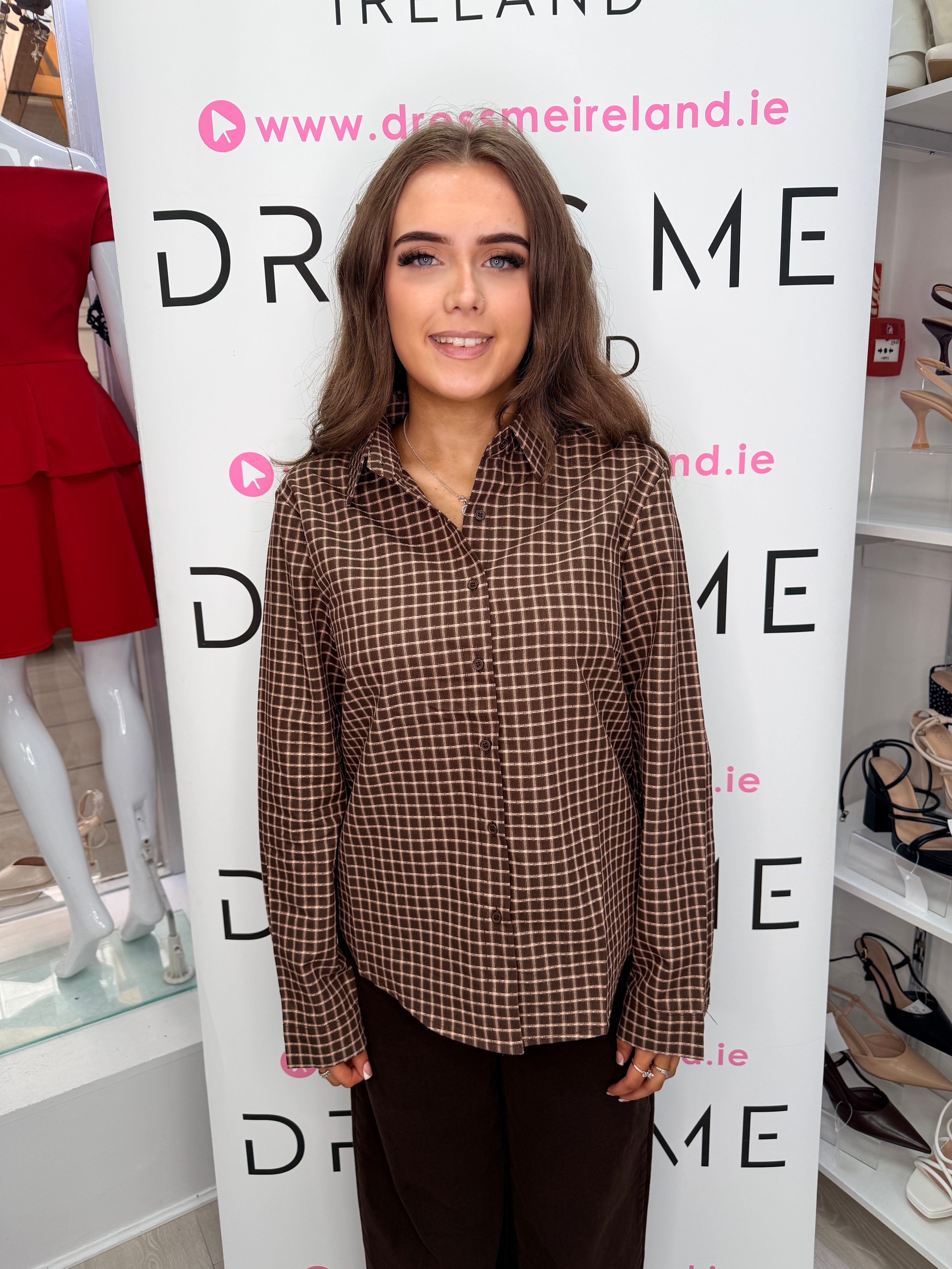 Sophia Check Shirt - Brown