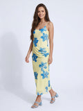Kim Yellow Floral Print Slip Maxi Dress