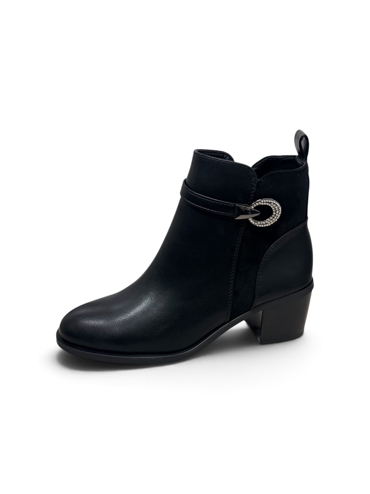 Beverly Black Block Heel Ankle Boots