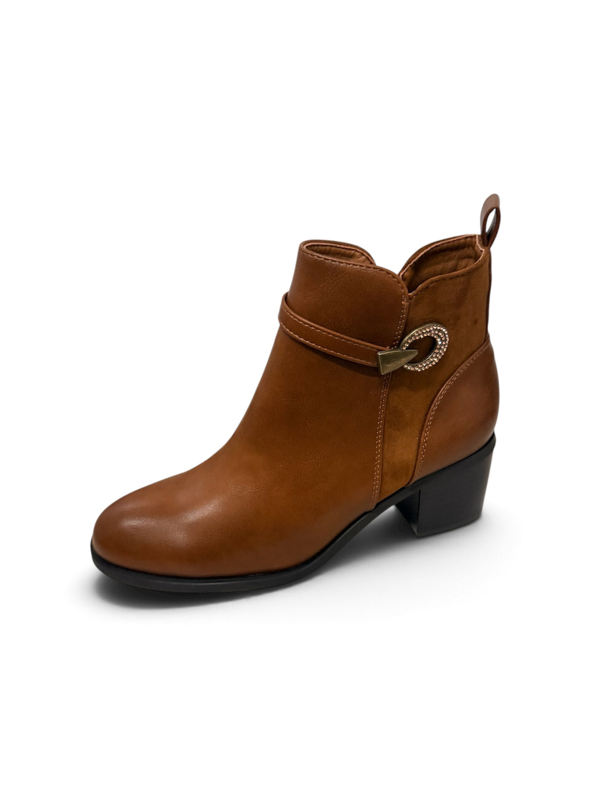 Beverly Camel Block Heel Ankle Boots