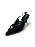 Fifi Black Pointed-Toe Slingback Heels