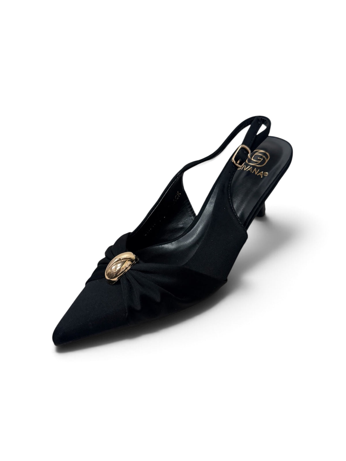 Fifi Black Pointed-Toe Slingback Heels