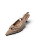 Fifi Beige Pointed-Toe Slingback Heels