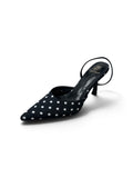 Jayde Black Polka Dot Slingback Heels