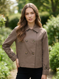 Evie Cropped Double-Breasted Jacket - Brown