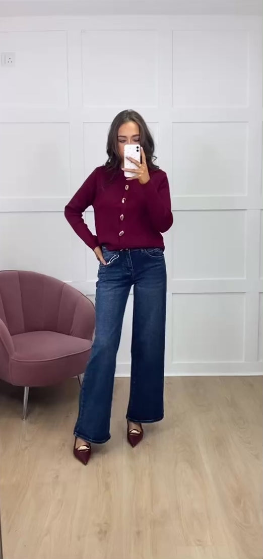 VALERIE WINE CARDIGAN