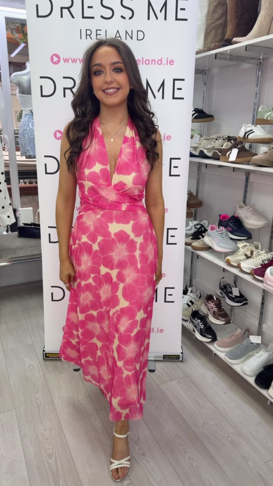 Miley Floral Halterneck Maxi Dress – Pink