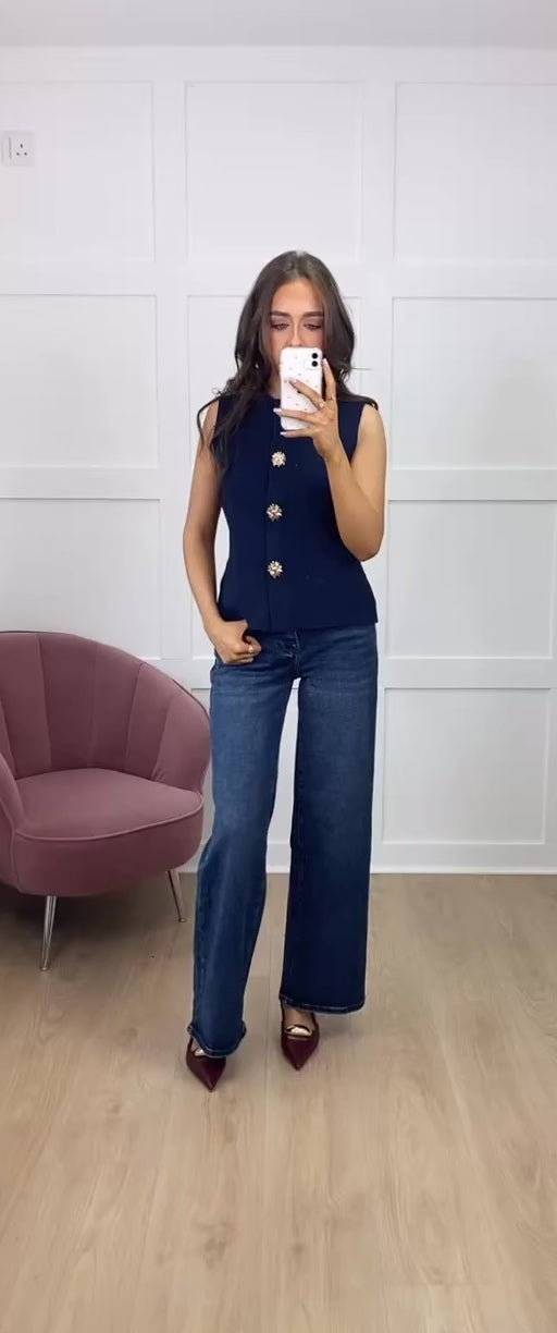 CALLIE BLUE KNIT WAISTCOAT