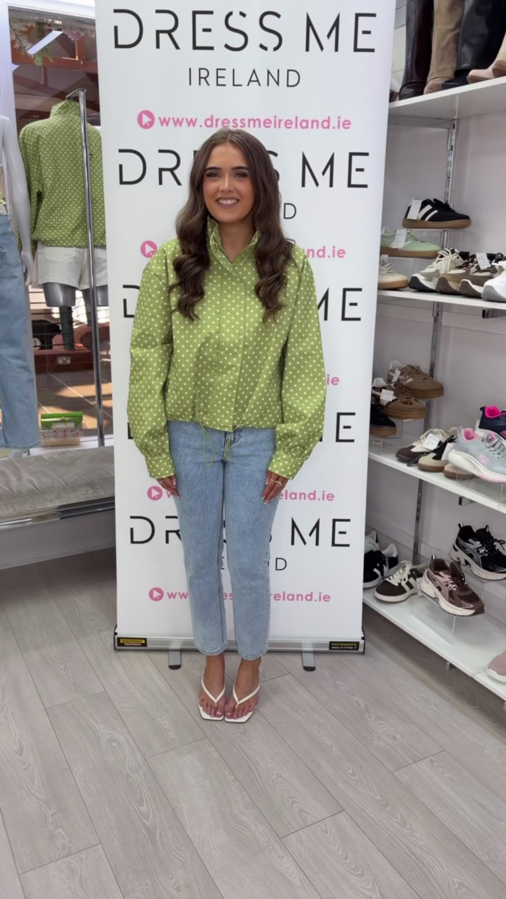 Elara Polka Dot Lightweight Jacket - Green
