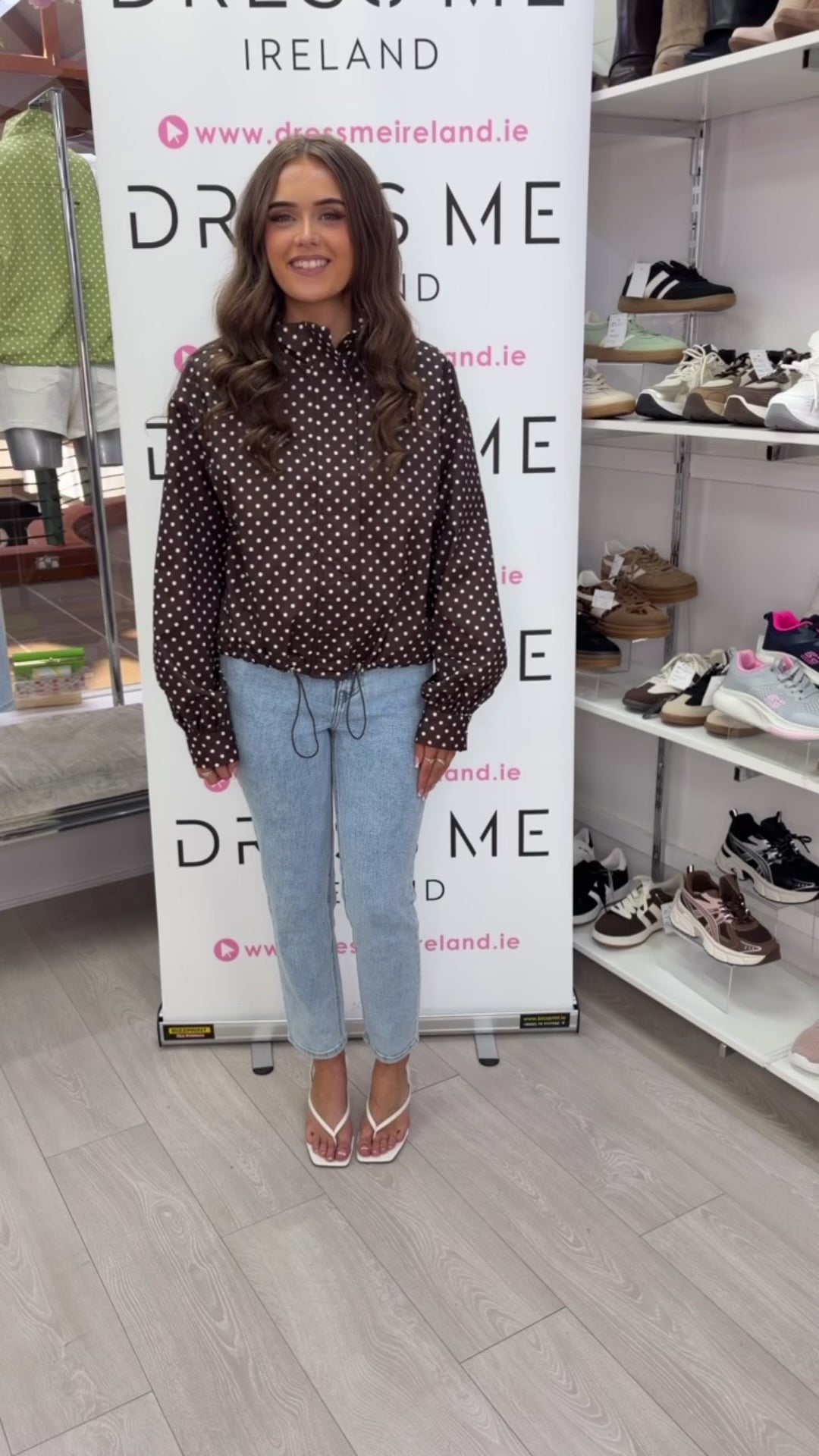 Elara Polka Dot Lightweight Jacket - Brown